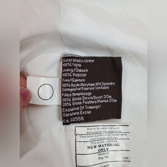 DANIER leather womens white long goose down jacket. Size xs. EUC - Picture 8 of 13